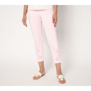 Belle by Kim Gravel Capri Pants Size 16 Reg TripleLuxe Twill Pink Eyelet Cut Out